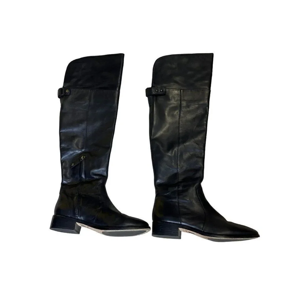 BCBG MAXAZRIA Black Leather Over the knee boots